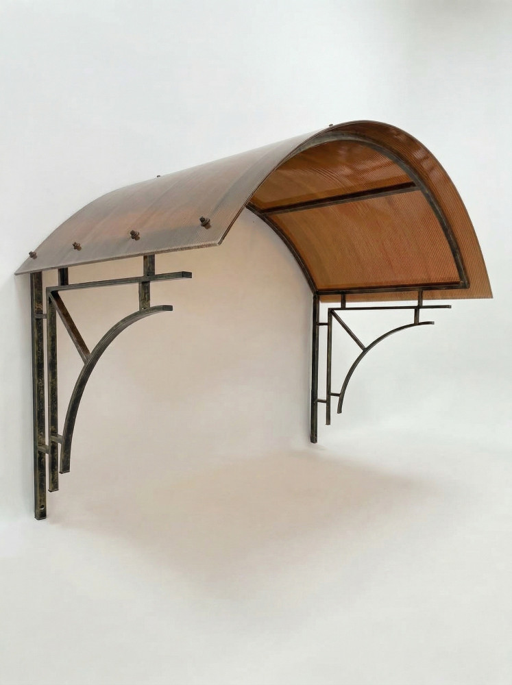 Козырек сварной, марка "Дудо" с поликарбонатом 6мм. (1285*900*650) арт. КС-34-1 Коричневый (бронза) Козырек сварной, марка "Дудо" с поликарбонатом 6мм. (1285*900*650) арт. КС-34-1 Коричневый (бронза)